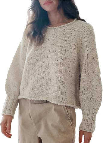 SeeLuNa Oversized Sweaters for Women Long Lantern Sleeve Roll Neck Crop Pullovers Sweaters Fall Jumper Tops