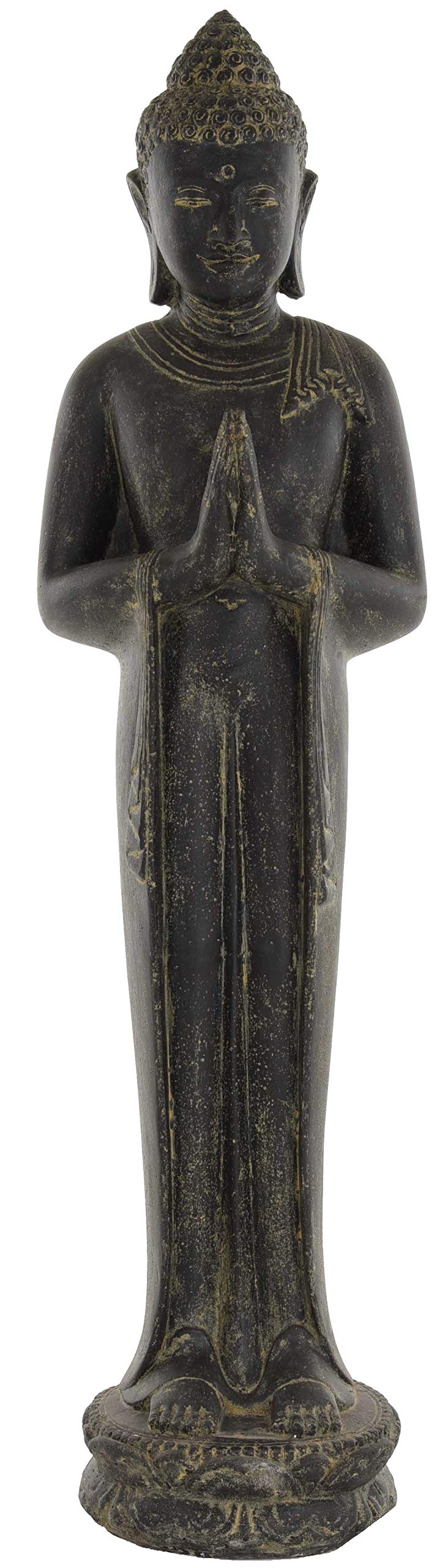 korb.outlet Duża modląca figura buddyjska odlew kamienny/stojąca budda kamienna 150 cm, figura kamienna/rzeźba do domu i ogrodu