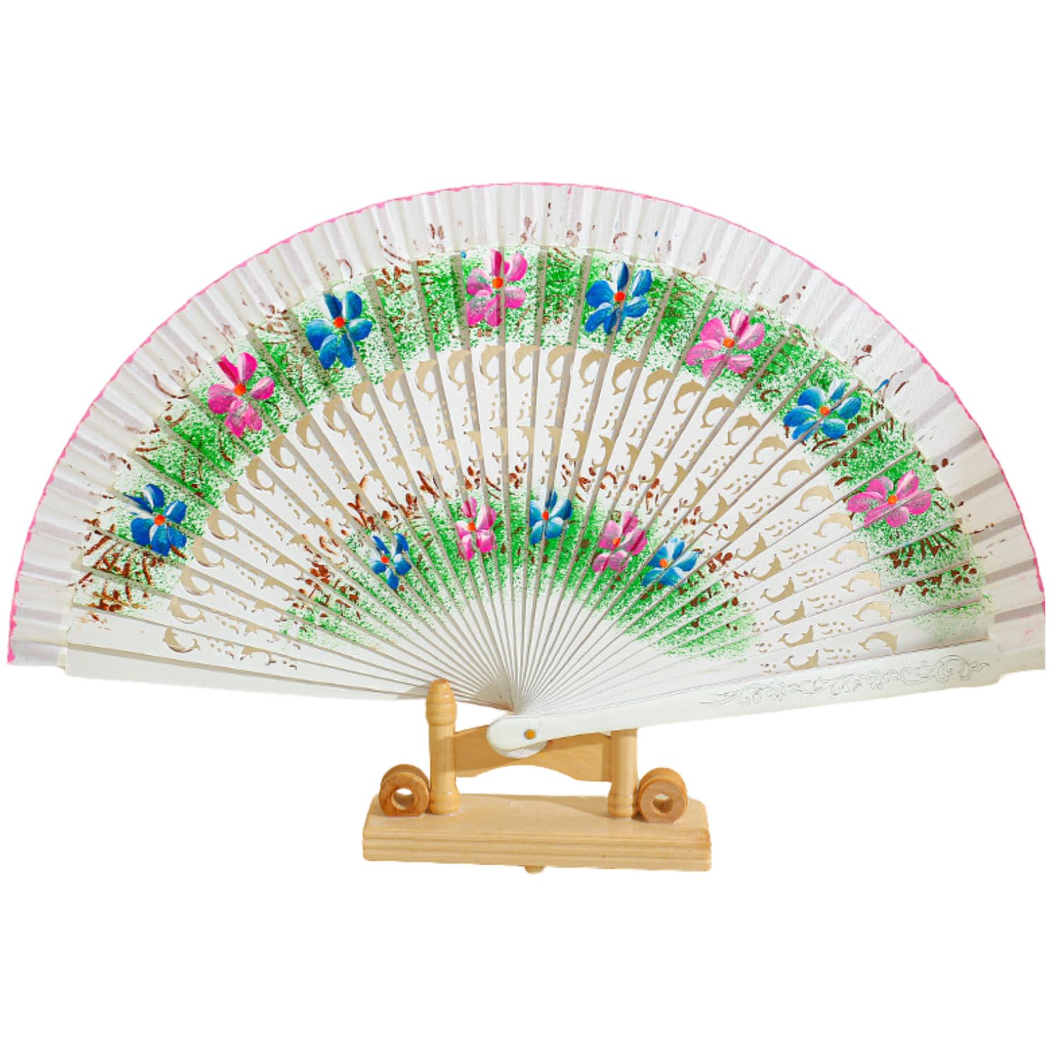[kinaviola] Avanico Flamenco Dance Spain Spanish Fan, Folding Fan, Flower Pattern, Prop, Elegant (White) : Clothing, Shoes & Jewelry
