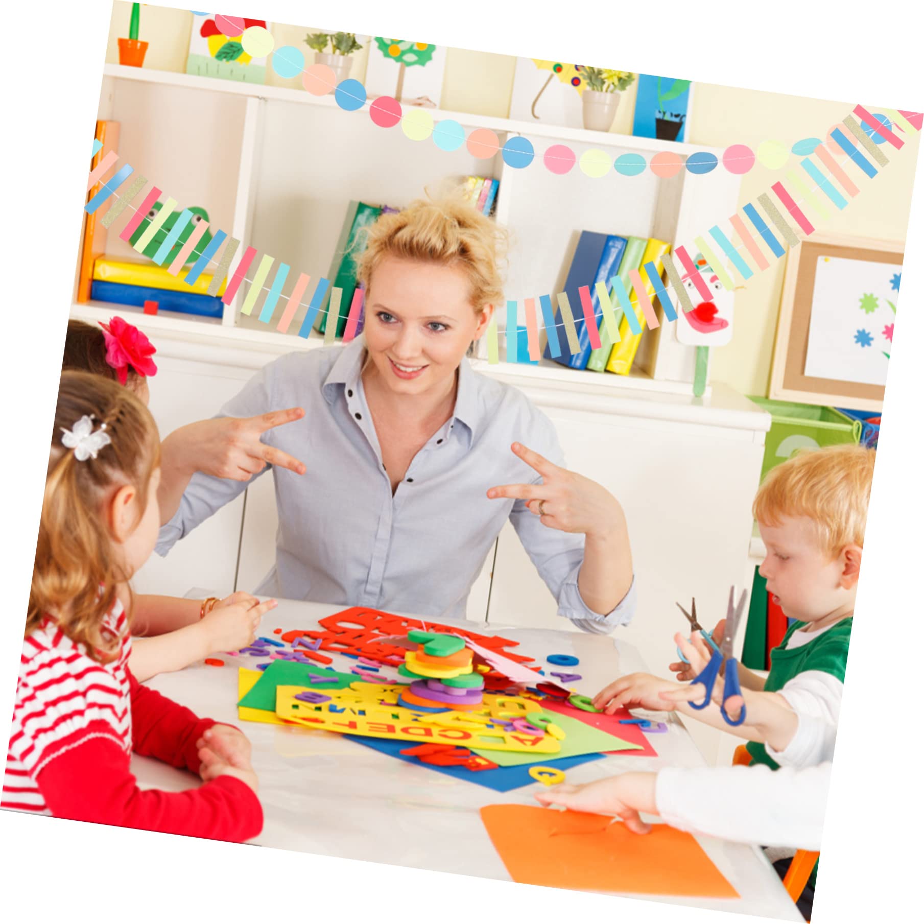Abaodam 10 STK Latté Streamer-Hintergrund Punkt-luftschlangen-Girlande Pappmache Baby Gastgeschenk Für Den Ersten Schultag Regenbogen-Party-Girlande Bunte Girlande Der Kreis Zubehör Papier