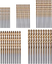 Treki 50pcs Mini HSS Titanium Coated HSS Twist Drill Bits 1.0/1.5/2.0/2.5/3mm Micro Drill Bits Metric for Wood Plastic and Aluminium
