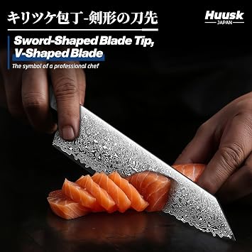 Huusk Damascus Kiritsuke Knife Bundle With Viking Knife