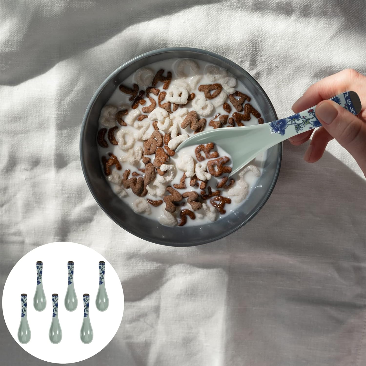 Chinese soup spoons,european chinese spoons,Ceramic Soup Spoons Ramen Spoons 6pcs Blue and White Porcelain Spoons Food Soup Serving Spoon Dinner