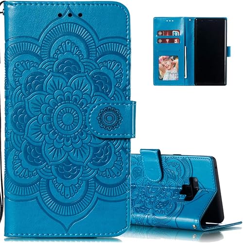 LEECOCO - Funda para Samsung Note 9 con diseño de mandala en relieve de piel sintética de lujo, cartera con tapa para cuaderno, soporte magnético,