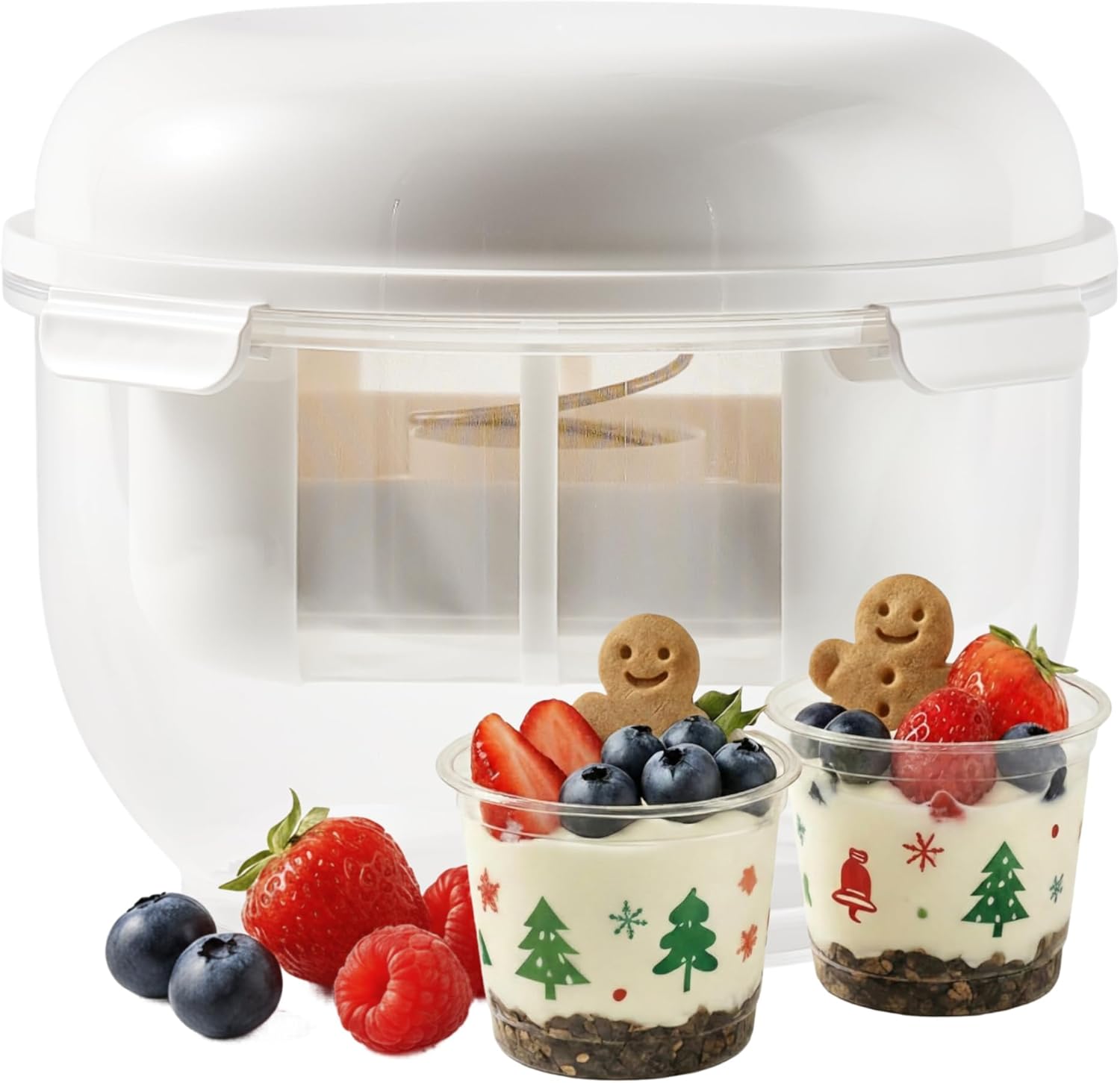 Greek Yogurt Strainer, 2 QT Ultra-Fine Mesh Filter with Spring Press, for Yogurt, Kefir, Nut Milk and Soy Milk, Large Container, Pink, Small