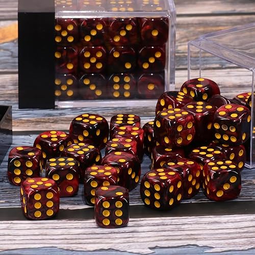 Miniatura 3 de Juego de 36 dados de 0.472 in, 6 caras, dos colores, D6, dados estándar de 6 caras para Yahtzee, Bunco o enseñanza de matemáticas, con caja de