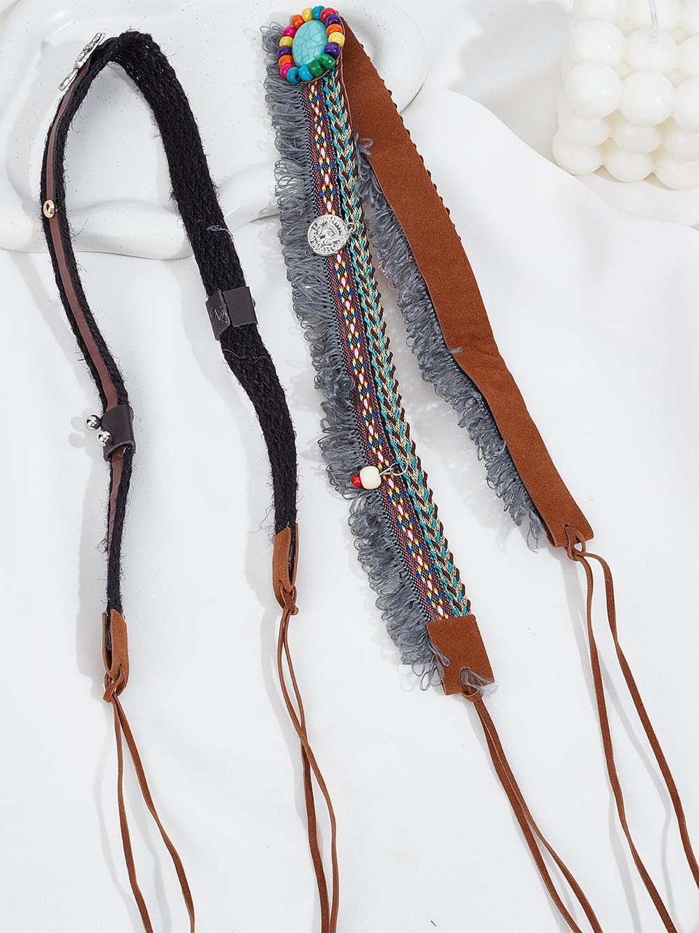 1Pcs Artificial Leather Hat Belts, Adjustable Cowboy Hat Bands Mixed Color Handmade Woven Cord for Women Men Cowboy Western Cowgirl DIY Craft, 1270mm