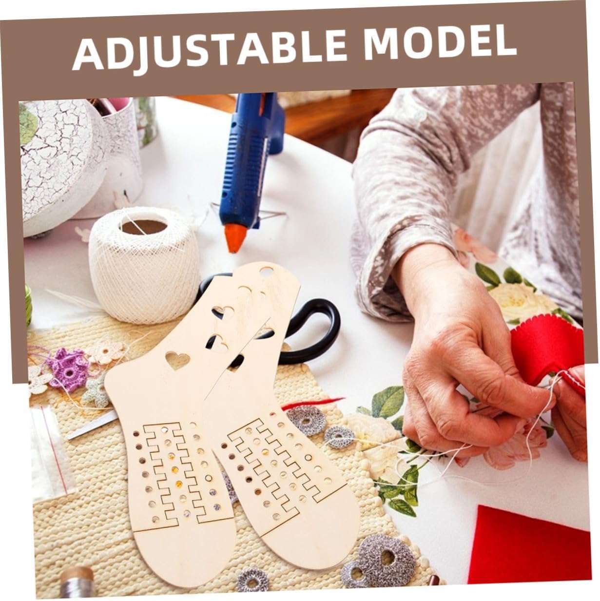 KONTONTY 4pcs Adjustable Sock Blockers Knitting Tool for Sock Stretching and Display for Handmade Crafts and Crochet Projects