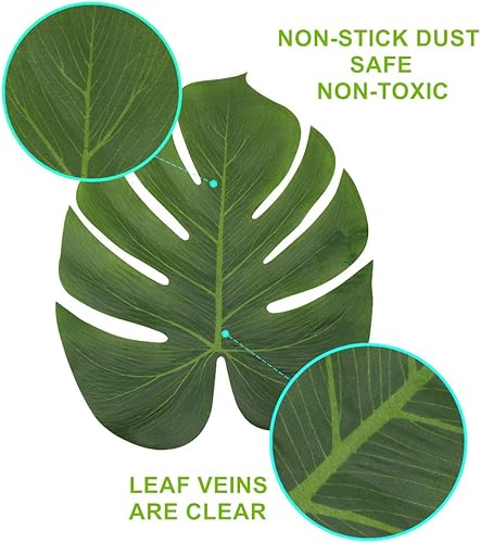 Miniatura 3 de Palma de hojas tropicales  Juego de 60  Tela de seda artificial grande de 13.8 pulgadas, hojas decorativas de Monstera  Hawaiian Luau Safari Jungle