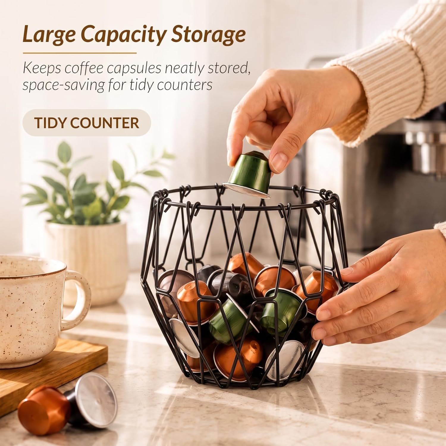 Foldable Coffee Pod Holder – Holds 48 K-Cups, Wire Organizer image 4