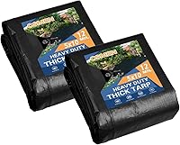 Vista 69 de Lona de alta resistencia impermeable 10x12 pies, lona negra de plástico de poliéster para cubierta al aire libre, lluvia de emergencia, techo