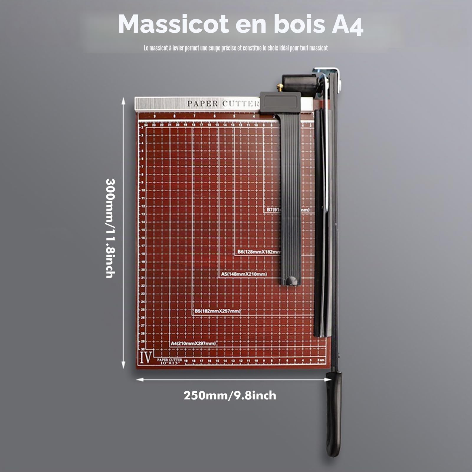 Massicot A4 compact, Coupe-Papier, Coupe Papier, Coupeur De Papier Avec Dispositif De Protection, Coupeur Guillotine Portable pour photos, papier(Performance De Coupe De 15 Feuilles)