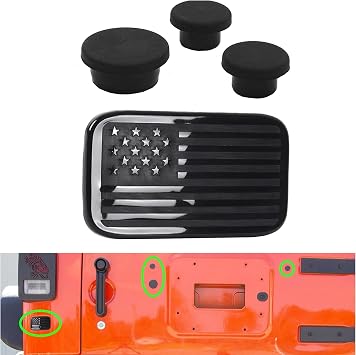 3 Pcs Wrangler Tailgate Plug & 1 Pcs Wrangler Rear License Plate