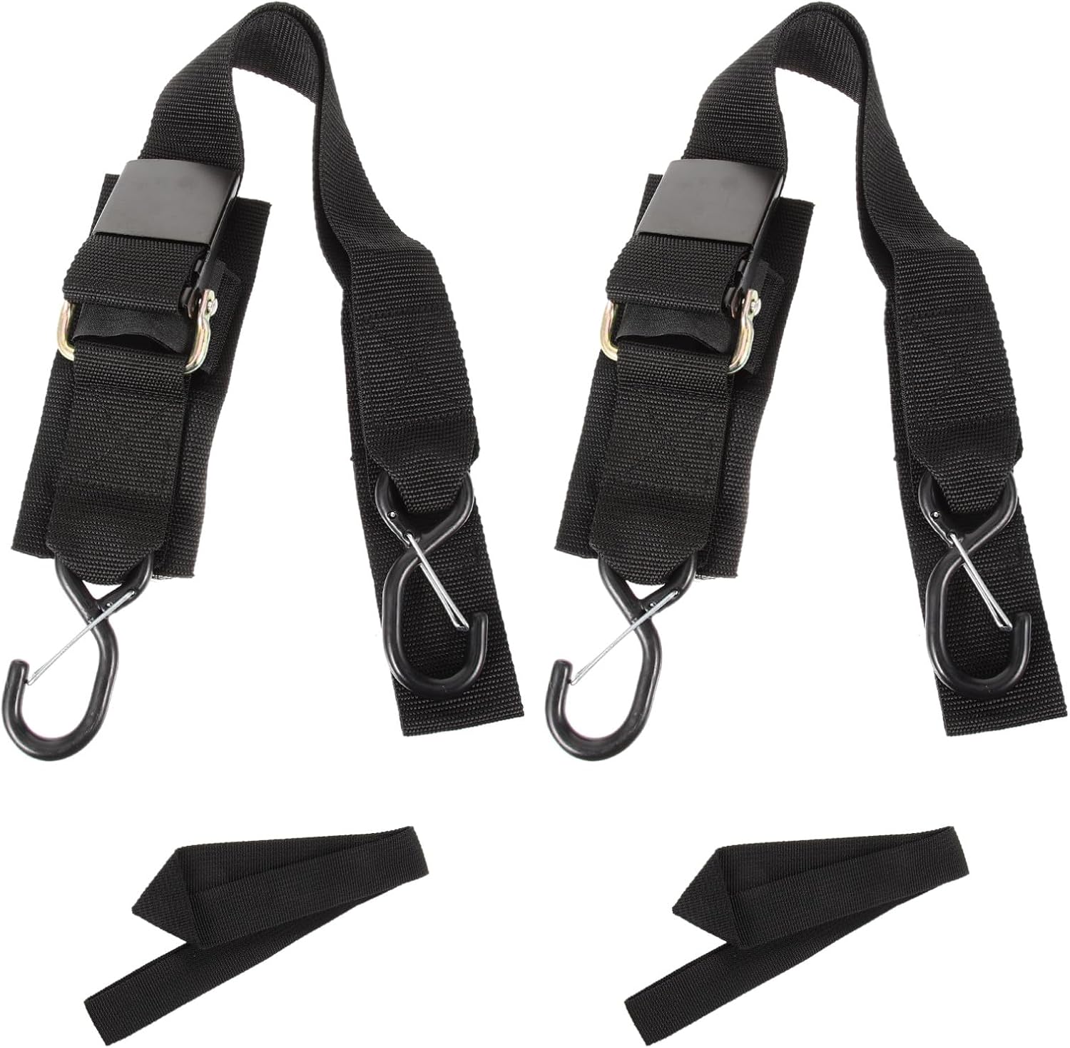 Boat Trailer Tie-Down Straps Set of 4 with Security Lock, Nylon Transom Binding Straps for Kayak and Small Boat Trailer Accessories, Heavy Duty Cargo Securement for Boating