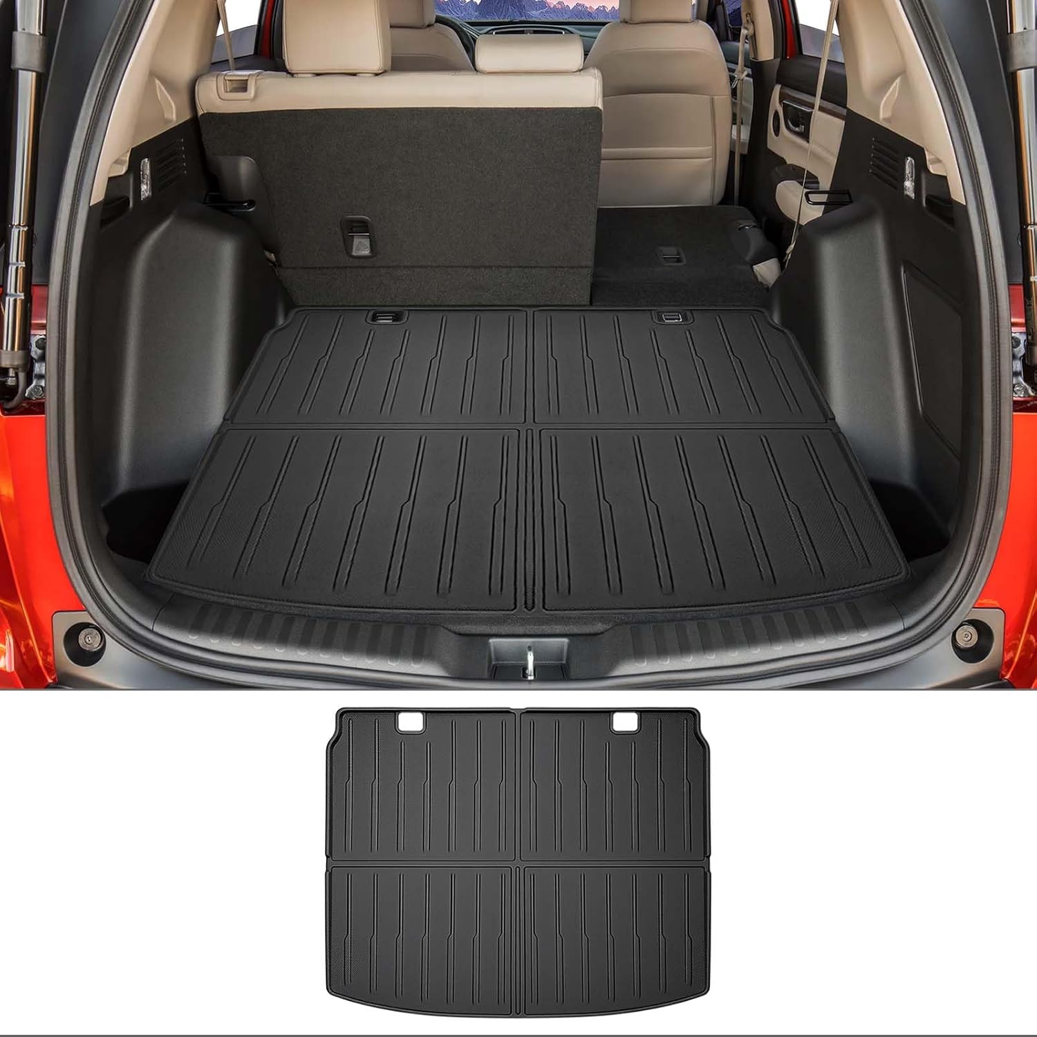 Trunk Mat for 2023-2025 Honda CRV CR-V Hybrid Rear Cargo Mat All Weather TPE Protector TPE Trunk Liner Accessories(Only for Upper Deck)
