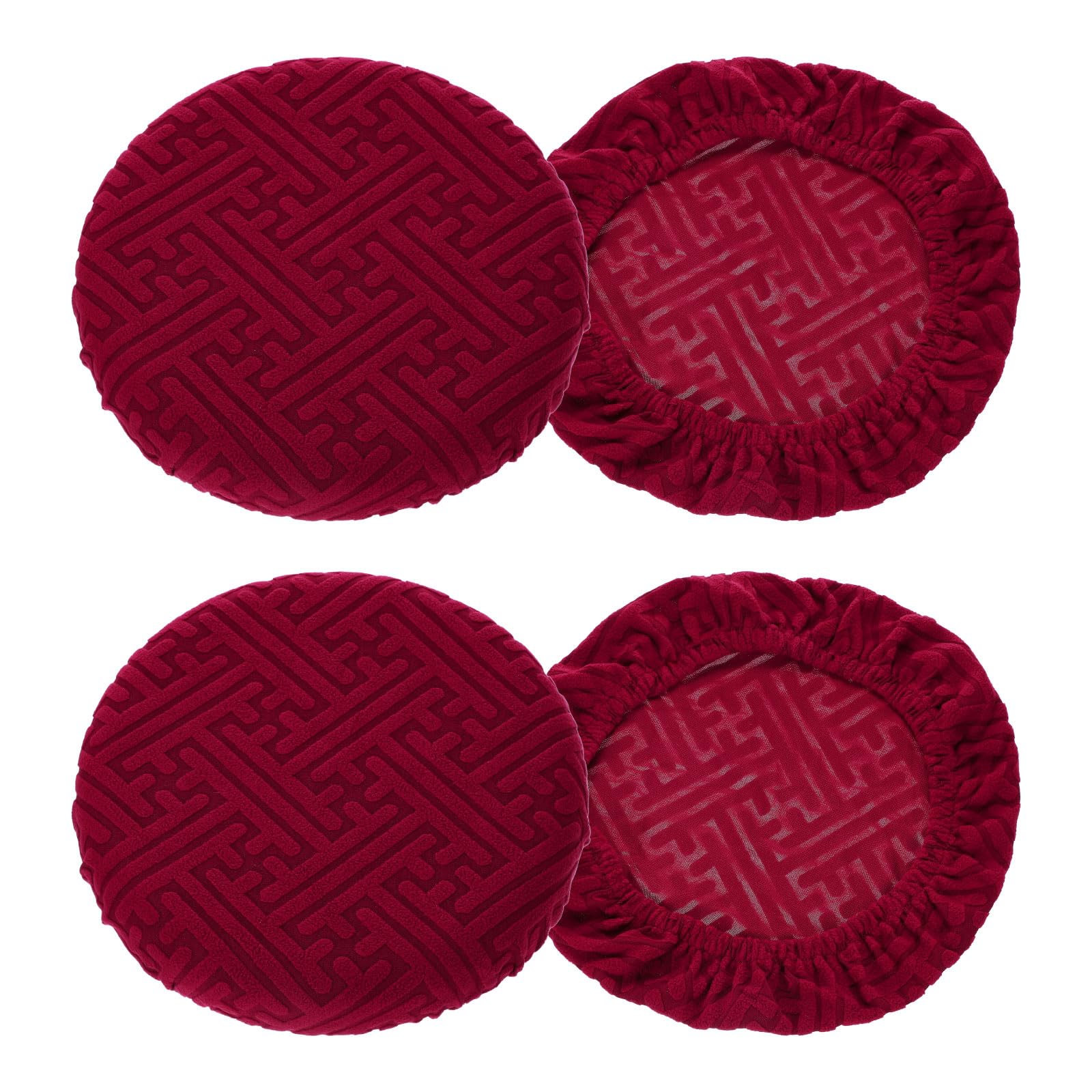 Housse de tabouret de bar rond élastique rouge de 30,5 à 35,6 cm en lot de 4