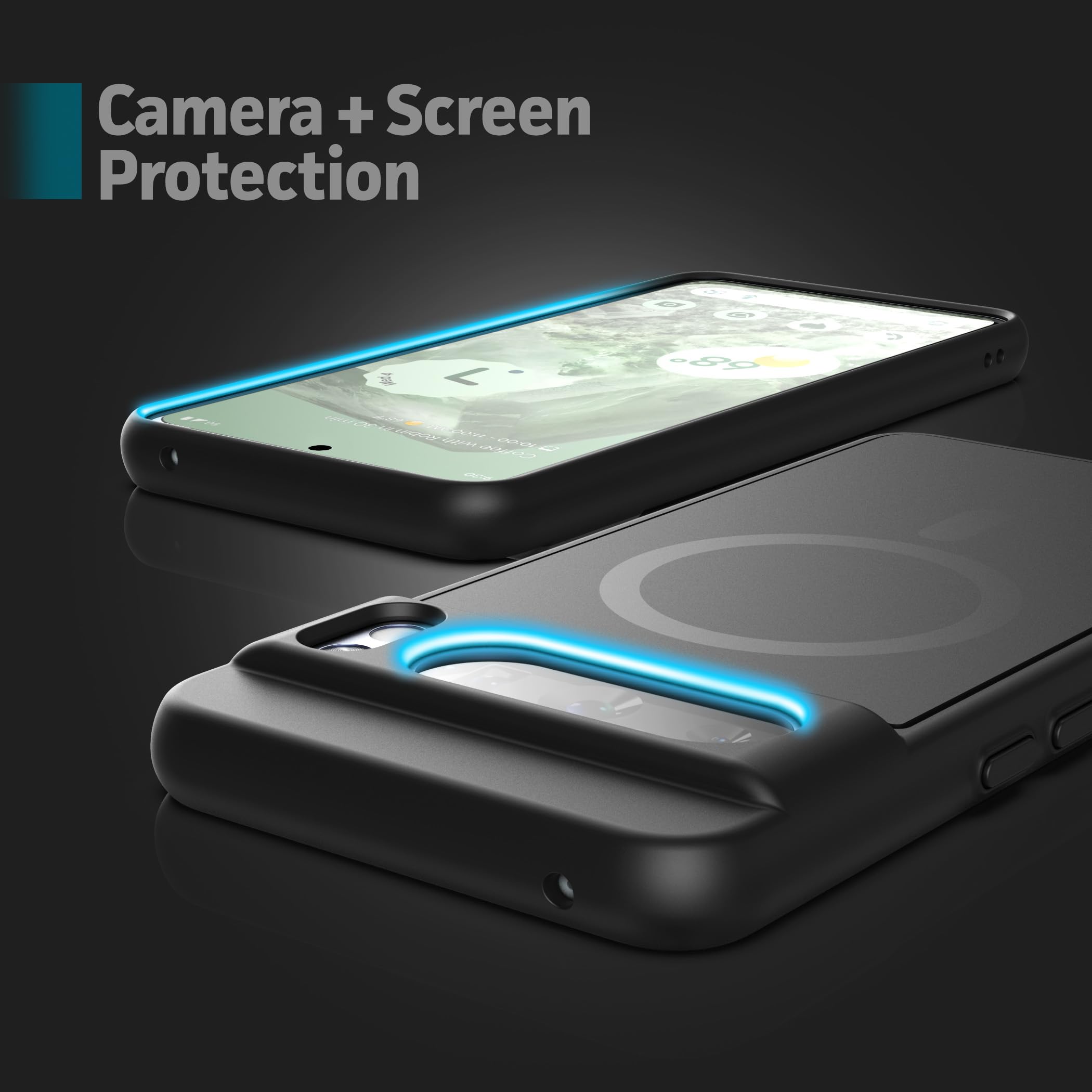 MyGadget Hülle Für Google Pixel 8 Pro – Magnetische Hybrid-Hülle Mit MagSafe, Transparent-schwarz