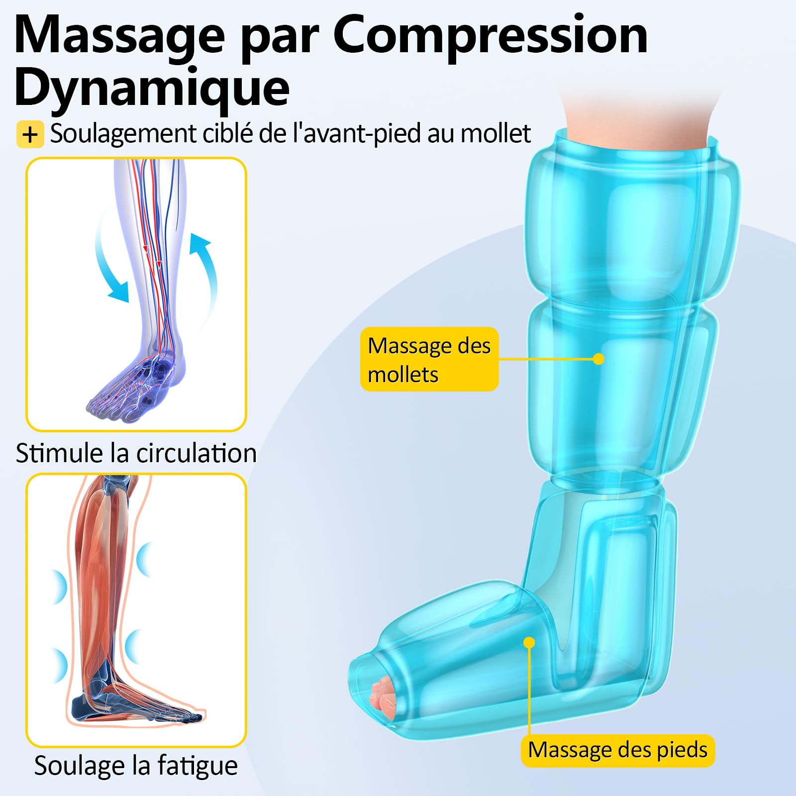 Comfytemp Massage Jambes Bottes Pressothérapie sans Fil pour Douleur et Relaxation, Massage par Compression, Batterie 2500mAh, Réglages DIY Masseur pour Jambes et Pieds, Idée Cadeau pour Maman, Papa