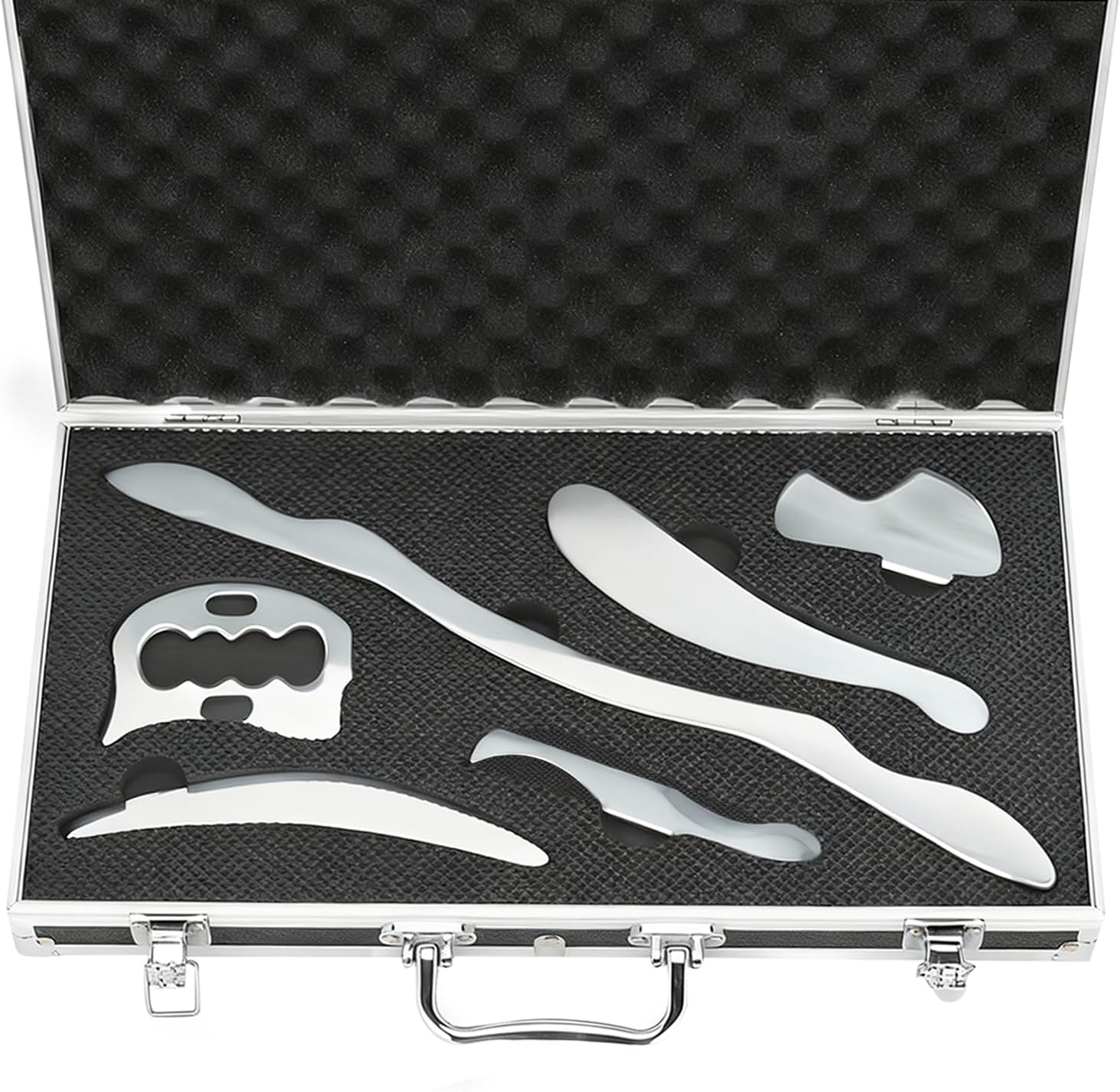 tonchean 6-Piece Muscle Scraper IASTM Tool Set, Gua Sha Scraping Massage Tool Set Stainless Steel Myofascial Release Tool Deep Tissue Massage Tool Set for Reduce Arms, Legs, Back, Shoulder Muscle Pain