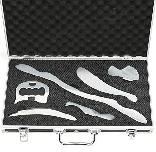 tonchean 8-Piece Muscle Scraper IASTM Tool Set, Gua Sha Scraping Massage Tool Set Stainless Steel Myofascial Release Tool Deep Tissue Massage Tool Set for Reduce Arms, Legs, Back, Shoulder Muscle Pain