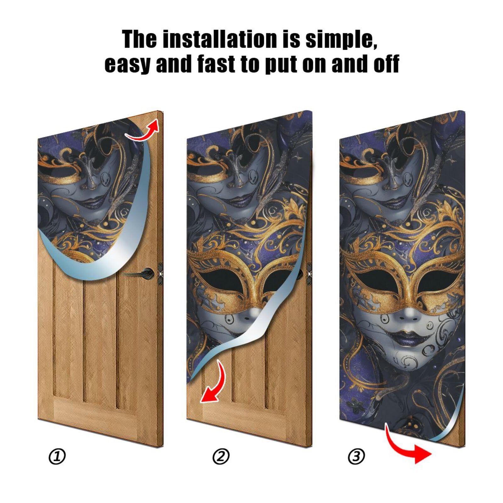 FLildon Mardi Gras Mask Carnival Door Cover Decoration, Party Accessory Porch Decor for Festive Ornament Room Door Covers 32 x 79 Inch