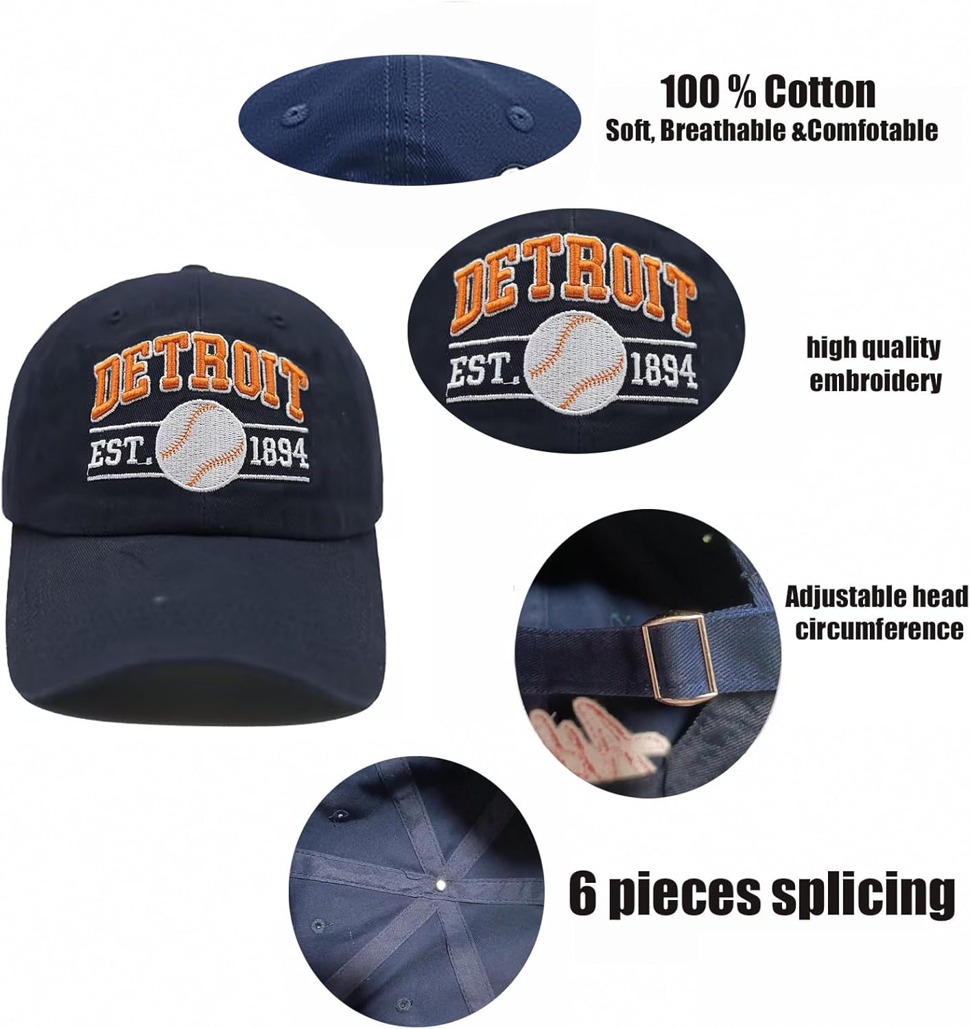 Embroidered City Washed Baseball Cap Adjustable Cotton Fans Baseball Hat for Men Women - Image 5