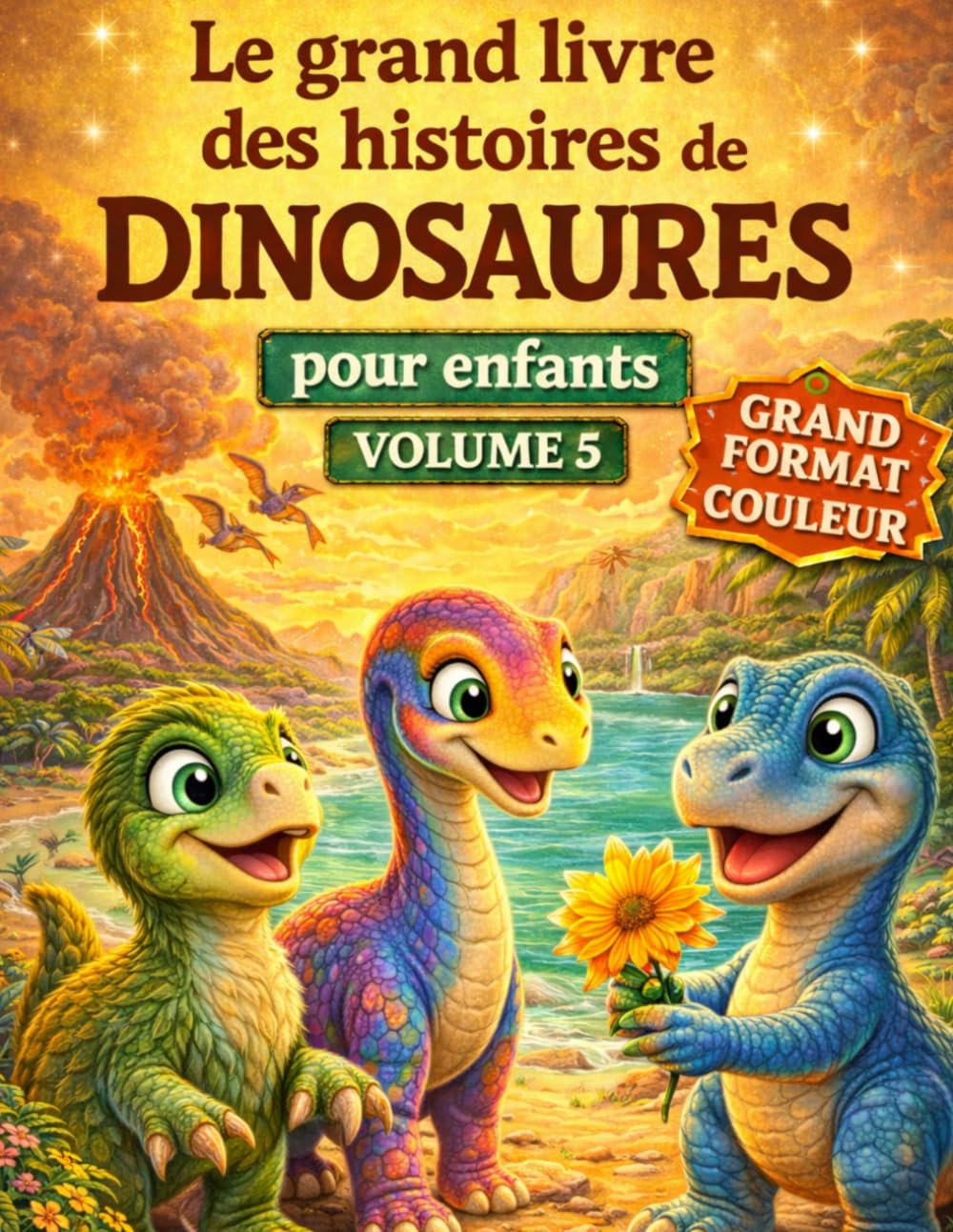Le grand livre des histoires de dinosaures pour enfants (grand format et couleur) - Volume 5 - Un recueil d'histoires inspirantes pour enfants 4 - 10 ans