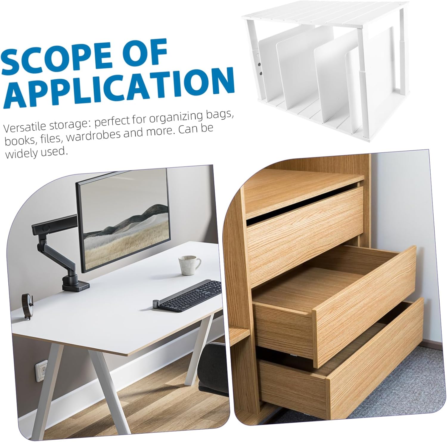 Purse Organizer Shelf with Smooth Edges Multi-Functional Storage for Handbags Books Clothes for Closet Organization and Shelf Dividing Double Layer Design White Dividers