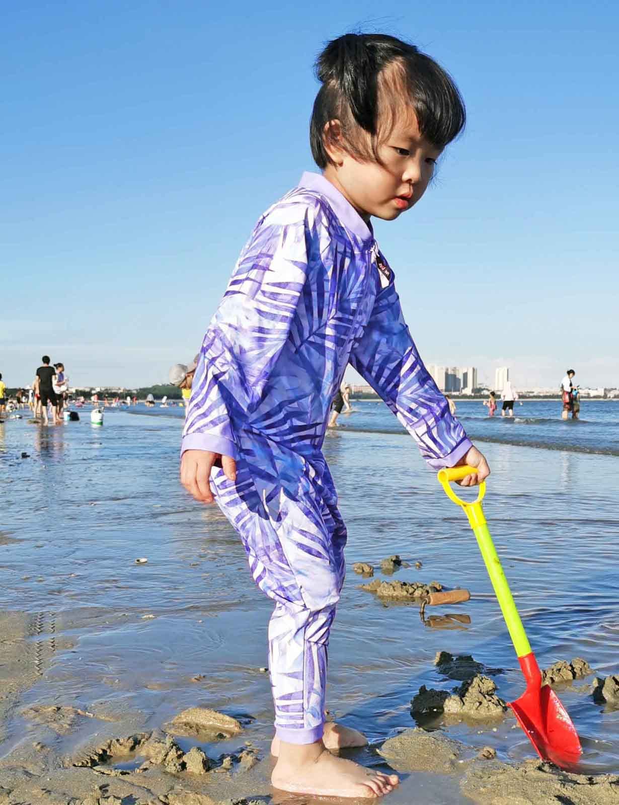weVSwe Baby Toddler Boy Swimsuit Long Sleeve Baby Swimwear UPF 50+ Sun Protection Rash Guard Swimming Costume with Crotch Zipper 0-3 Years — view 8