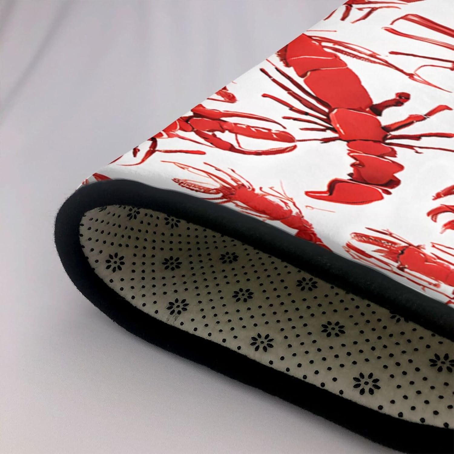 Flannel Non-Slip (Red Lobster) Rug Pad 80×50in Soft Washable Protective for Hardwood Floors Bedroom Bathroom Living Room