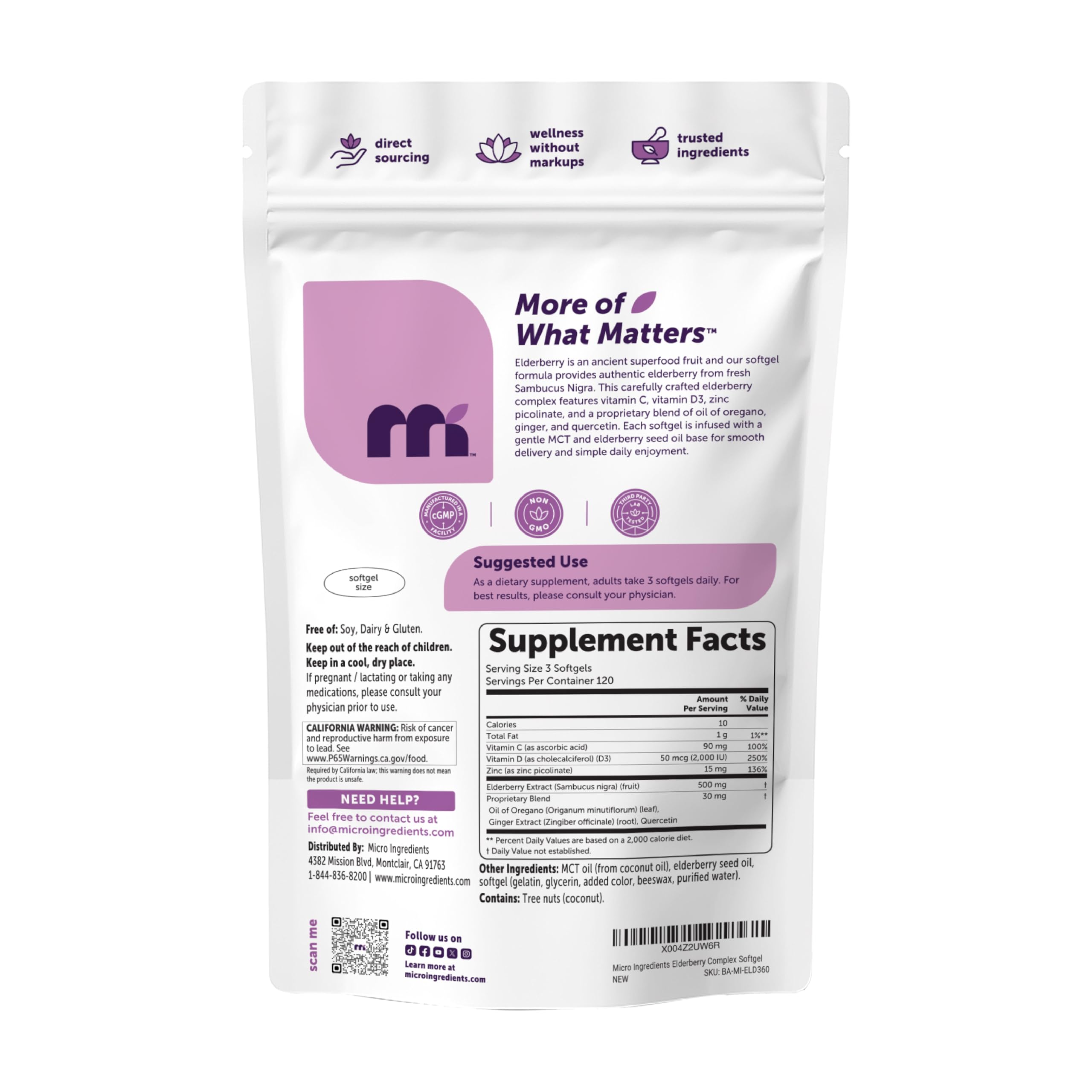 Elderberry Complex with Zinc & Vitamin C, 360 Softgels — Amazon image 6