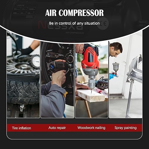 Miniatura 8 de Compresor de aire ultra silencioso de 8 galones, 1.5HP 4.52 CFM, tanque de compresor de aire sin aceite máximo de 115 PSI para reparación de