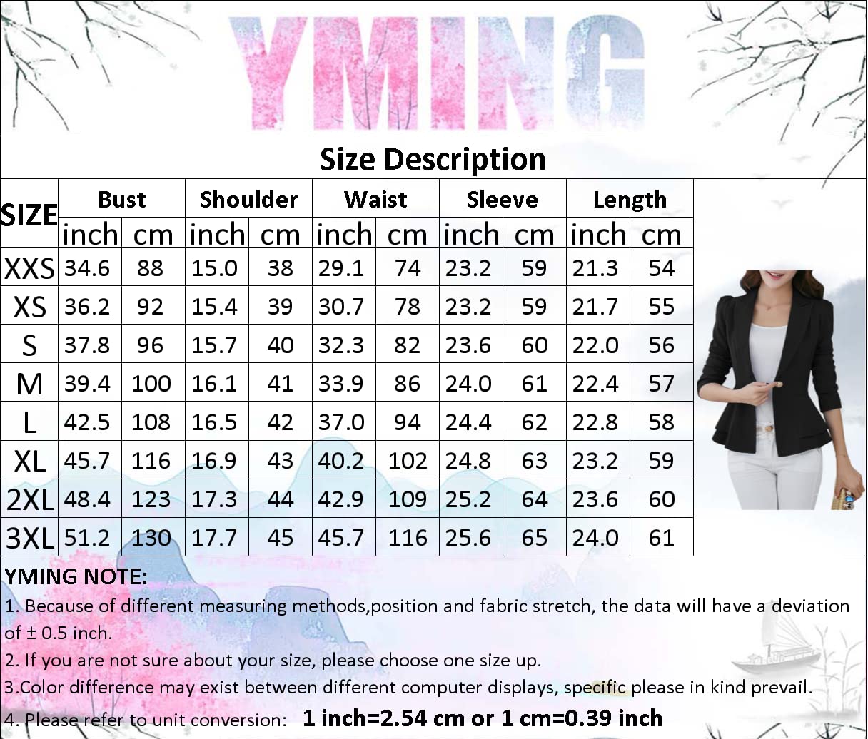 YMING Femme Cardigans Vestes Dip Ajustées Ouvertes sur Le Devant Blazer d'affaires À Épaules Rembourrées