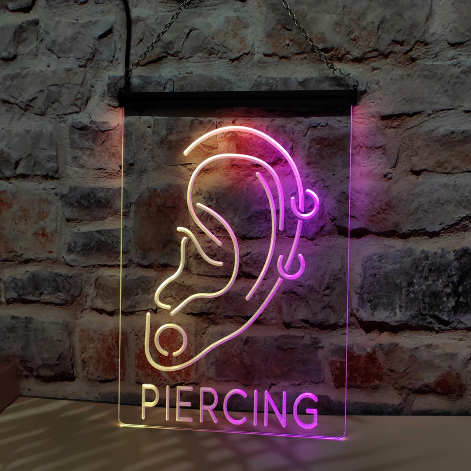 Zysfadc Ear Piercing Neon Sign for Wall Decor, APP RGB Dimmable USB LED Neon Lights for Beauty Shop Tattoo Studio,40x30cm