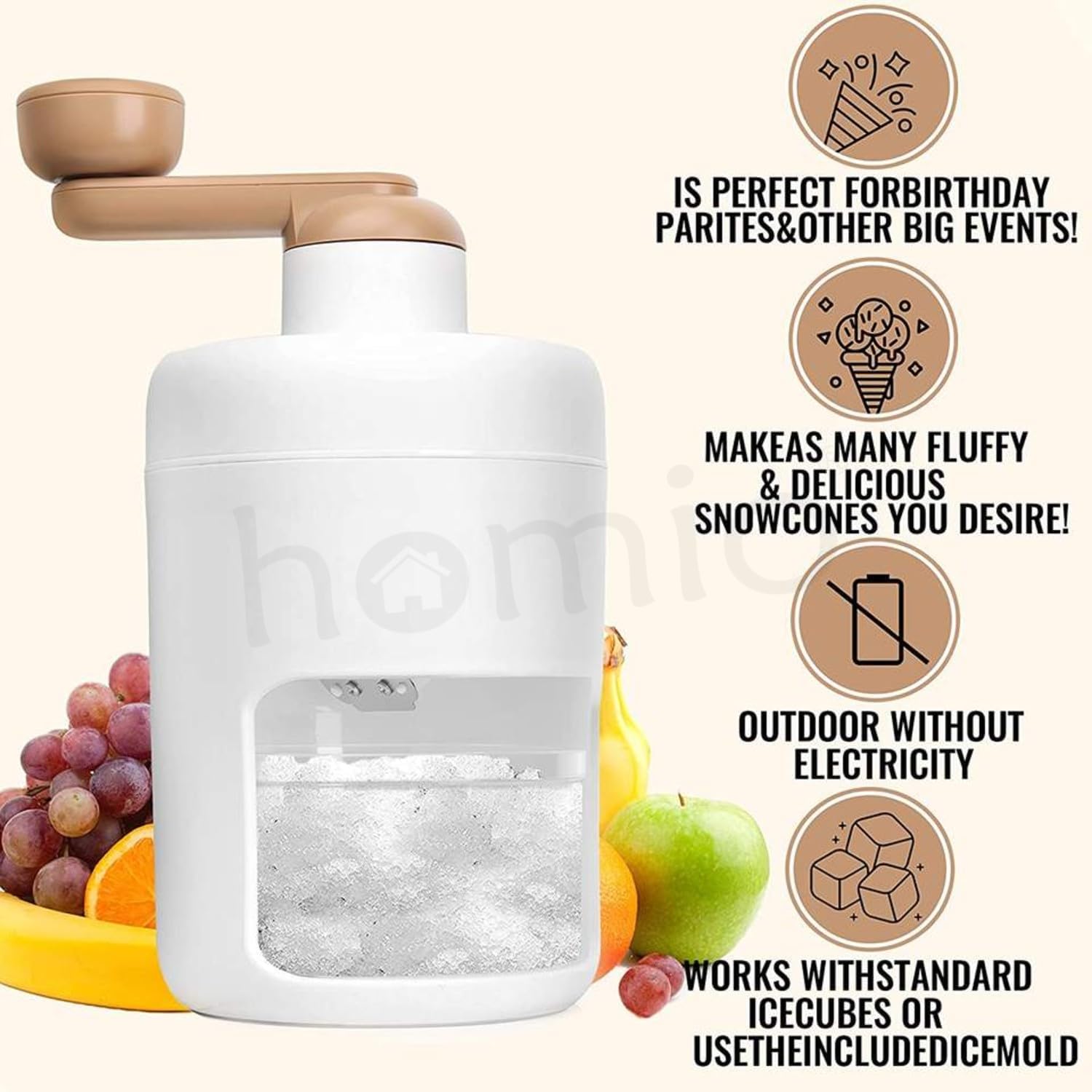 Portable Ice Crusher - Make Snow Cones & Cocktails! -9