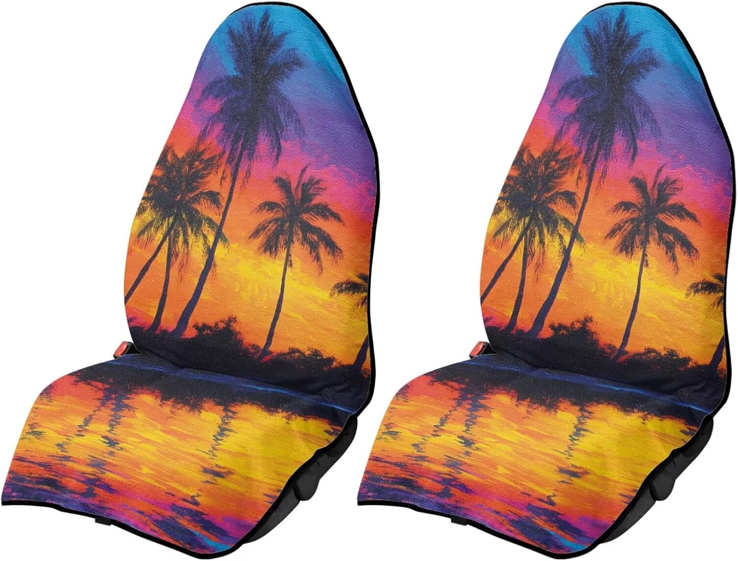 Front Car Seat Cover - Waterproof Sweat Towel Cover, Perfect for Gym, Runs, Swimming, Beach & Hiking - Fits Cars, SUVs, Trucks (Tropical Palm Tree, 2 Pcs)