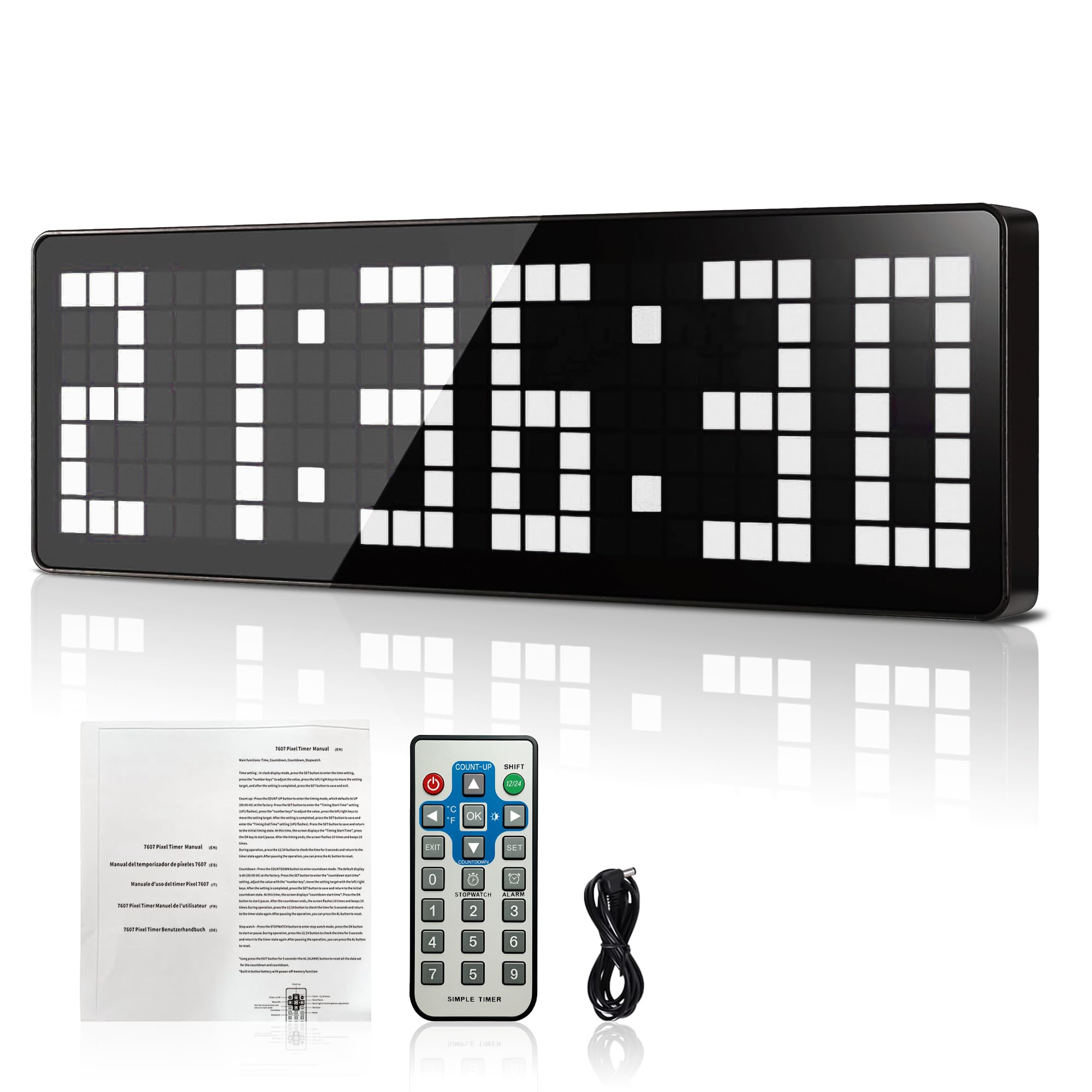 Temporizador de Gimnasio, 13.2" Grande Reloj de Pared Digital, LED Gym Timer con Countdown & Up Cronometro, Brillo Ajustable,Sportivo Timer con Control Remoto para Casa Fitness Oficina Cocina