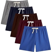 Phedrew 5-Pack Boys Cotton Shorts Toddler French Terry Cotton Pull On Shorts with Drawstring2-12 Years