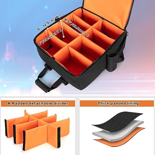 Miniatura 2 de LUXJA Bolsa de luz acolchada para par (mochila) se adapta a 8 luces par, funda de luz par con divisor interior y bolsillos para accesorios, color