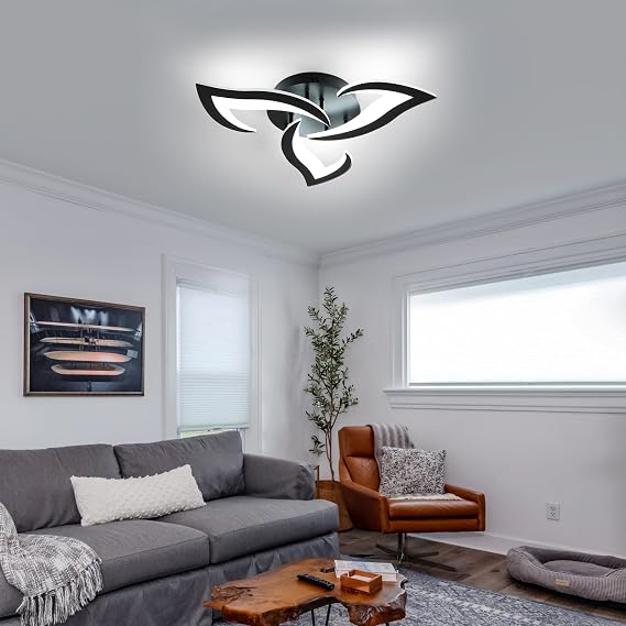 DELIPOP Modern Ceiling Light, 21W Dimmable Ceiling Lamp Remote Control, 3-Lights Flower LED Ceiling Light Fixture for Dining Room Bedroom Dinning Room Kitchen