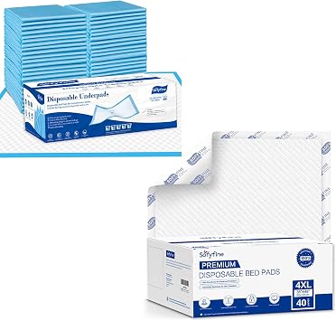 SOFYFINE Bundle Total 140 Pads-Waterproof Chucks 23"x36"[100 Pads],Extra Large Disposable Bed Pads 36"x 48"40 Count Adult Chucks Incontinence Underpads,Thicken Premium Tear Resistant Waterproof Pee