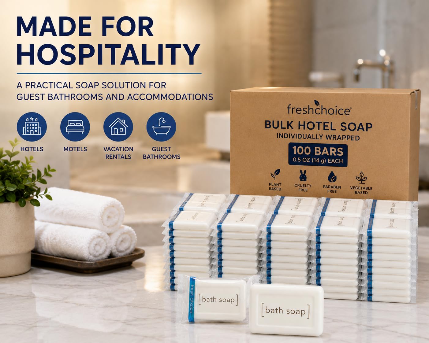 Bulk Hotel Soap, Individually Wrapped, 0.5 oz, 100 Pack image 4