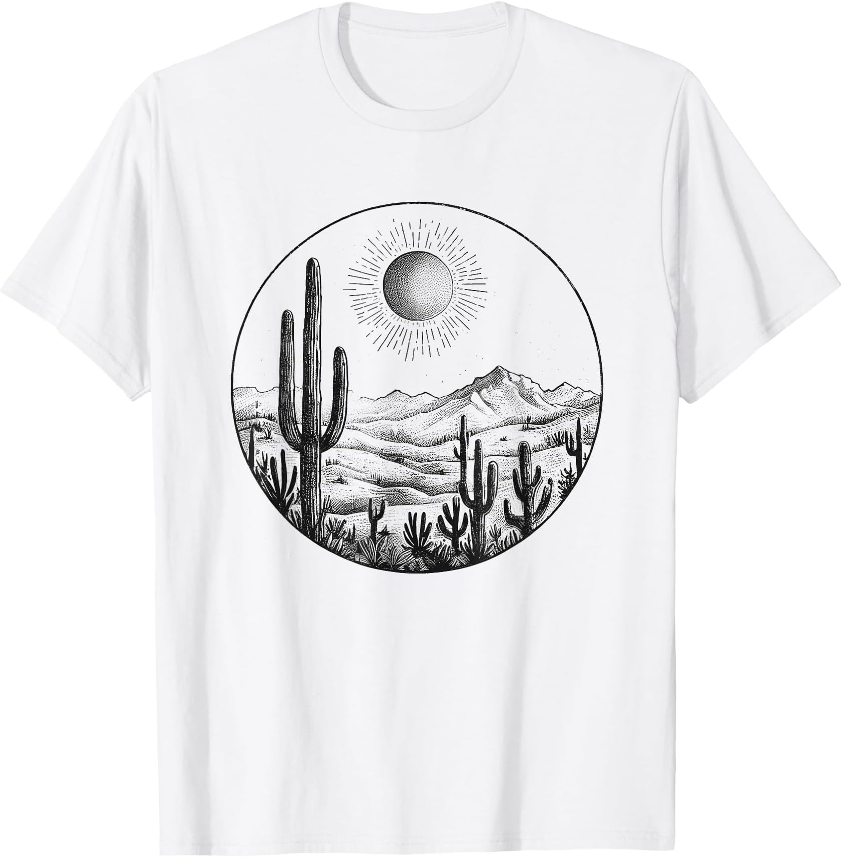 Desert Cactus Plants Adventure Arizona Cactus Scene Vintage T-Shirt