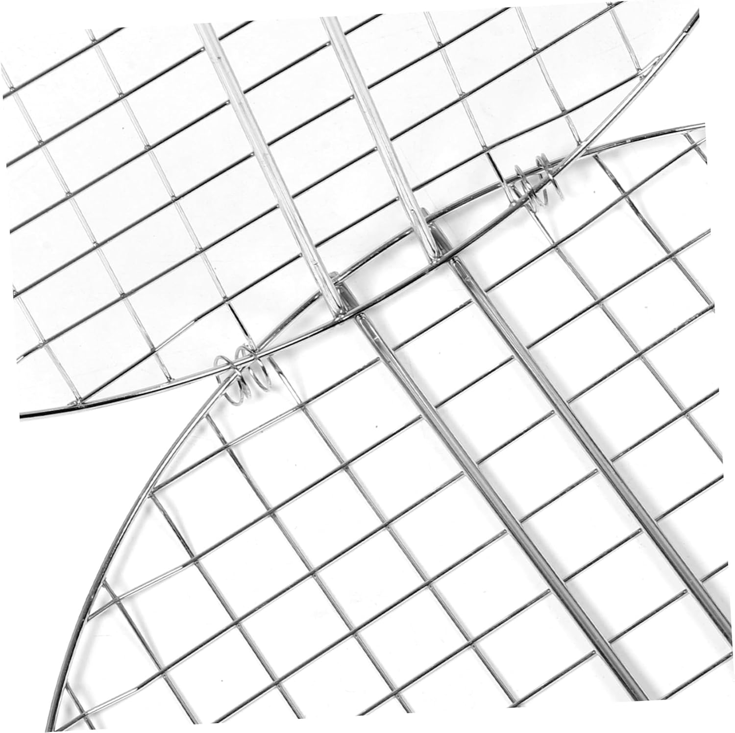 Mikikit Stainless Steel Round BBQ Grill Basket with Wood Handle for Outdoor Cooking Heavy-Duty Roasting Rack for Fish and Vegetables for Charcoal BBQ and Camping