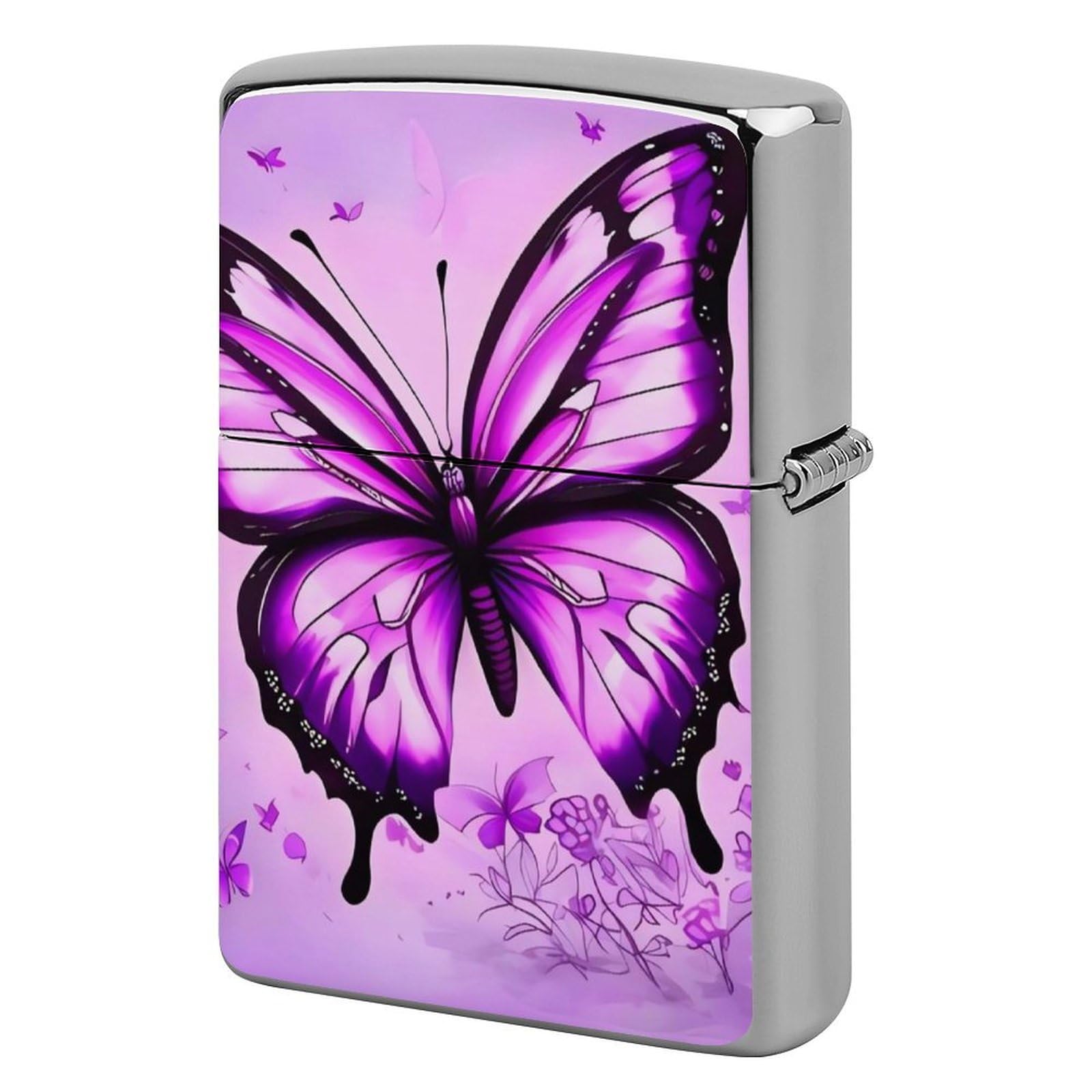 Purple Butterfly Lighter Cover for Men, Personalized Lighter Case for Birthday Gift, Flip-Top Lighters Protective Cover, Portable Lighters Shell for Outdoor, Travel