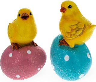 BestPysanky Set of 2 Chicks on Easter Egg Figurines 3.8 Inches