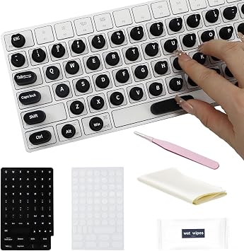 Raised Keyboard Stickers for Long Nails with Letters - Heart-Shaped Antistatic Silicone Protective Cover with Tweezers, Wet Wipes, Dry Towel & Jelly Glue, Ideal for Typing, Gaming & Nail Art 70 Pcs