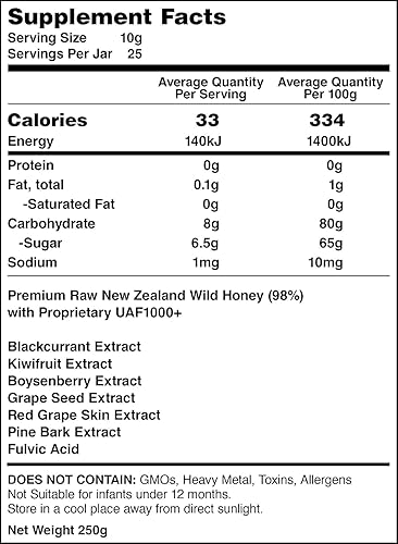 Miniatura 3 de FREZZOR Premium Raw Manuka Honey Nueva Zelanda con UAF1000+ perfecto ritual de bienestar diario, superalimentos, 4 tarros (8.82oz por frasco)