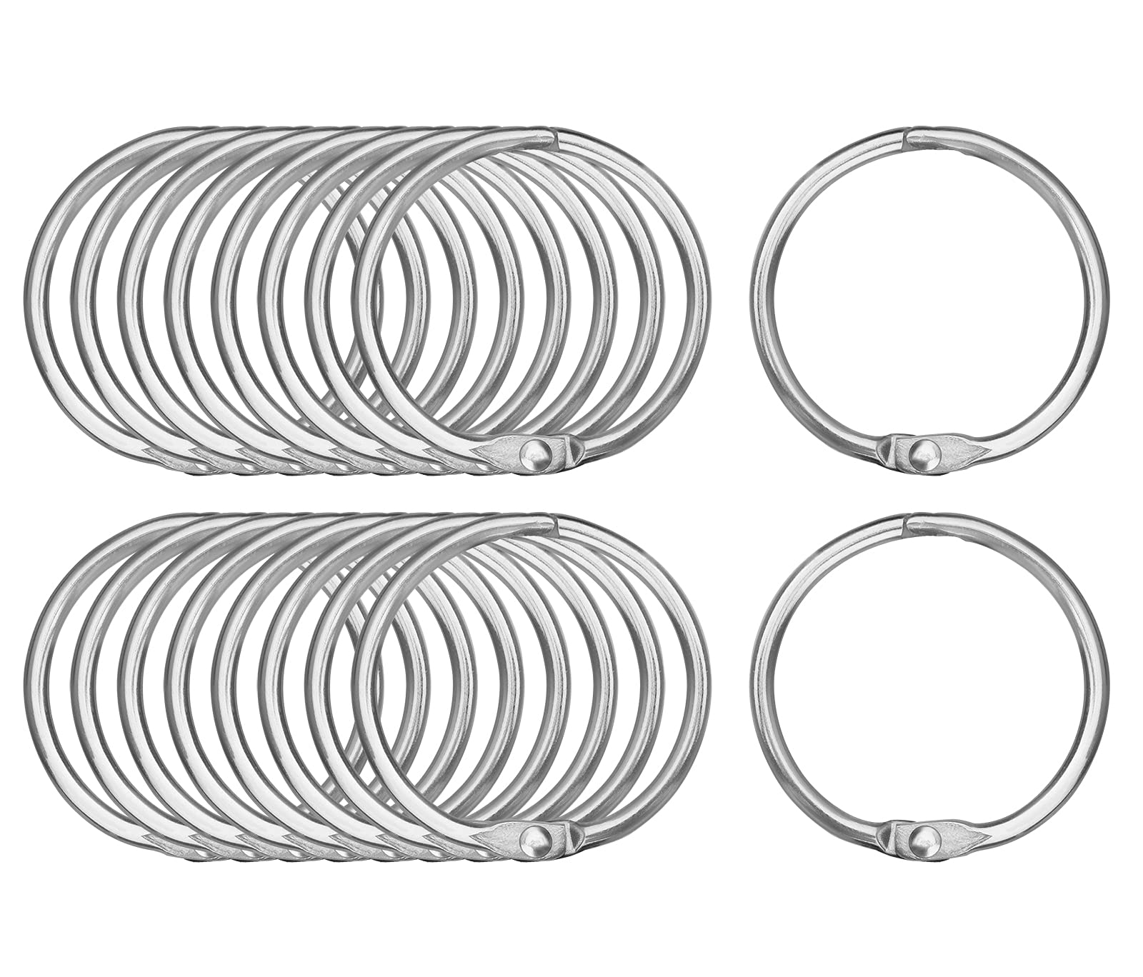 Antner 2 Inch (36 Pack) Loose Leaf Book Binder Rings, Nickel Plated Metal O Rings Keychain Key Ring, Silver Photo Album Flash Cards Index Cards Notebook Ring for School Home Office