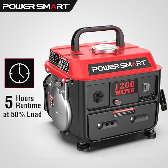 PowerSmart 1200W 2-Stroke Portable Generator, Small Generator for Camping
